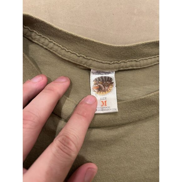 Ed Hardy Mens Medium Y2K Green Skull Cards T Shirt - Picture 6 of 11